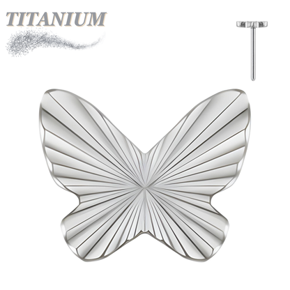 Titanium Threadless Ridged Butterfly  (Top Only)