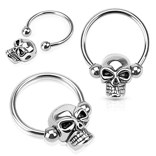 Surgical Steel Skull Captive in Circular Barbell