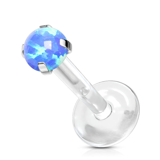 Threadless Acrylic Prong Set Opal Top Labret Combo