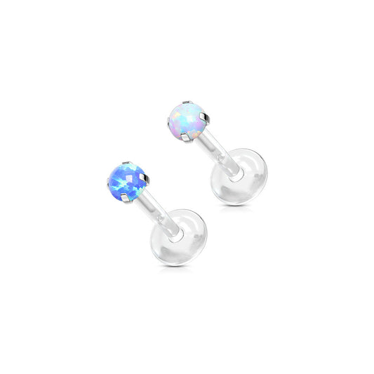 Threadless Acrylic Prong Set Opal Top Labret Combo