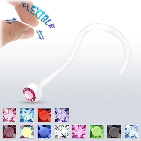 Bioflex Nostril Corkscrew with 2mm Gem