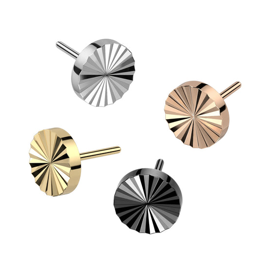 Threadless Titanium Circle Diamond Cut Top Only