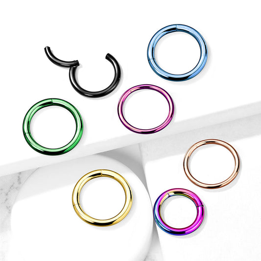 Hinged Surgical Steel Colored Rings 20G & 18G