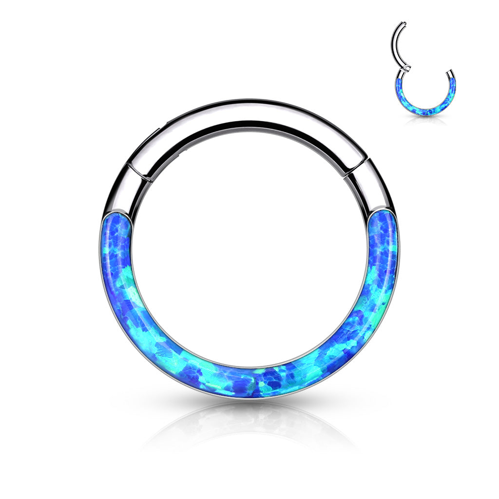 Affliction Rings Titanium Hinge Rings with Opal Lined Front – Pierced Affliction