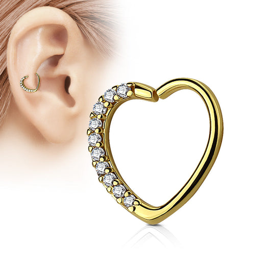 Lined CZ Set Heart Left or Right Ear