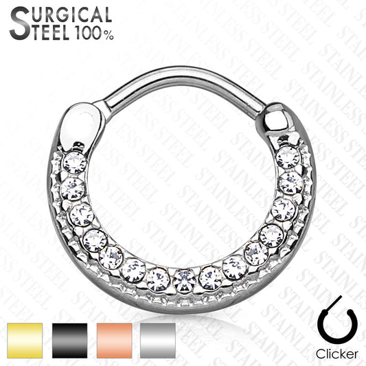 Surgical Steel Round Top CZ Lined Clicker
