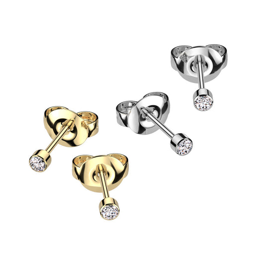 Titanium Bezel Set CZ Earrings