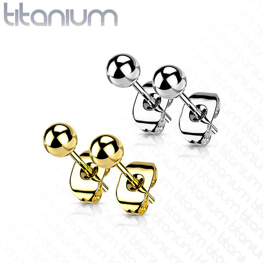 Titanium Ball Stud Earrings (per pair)